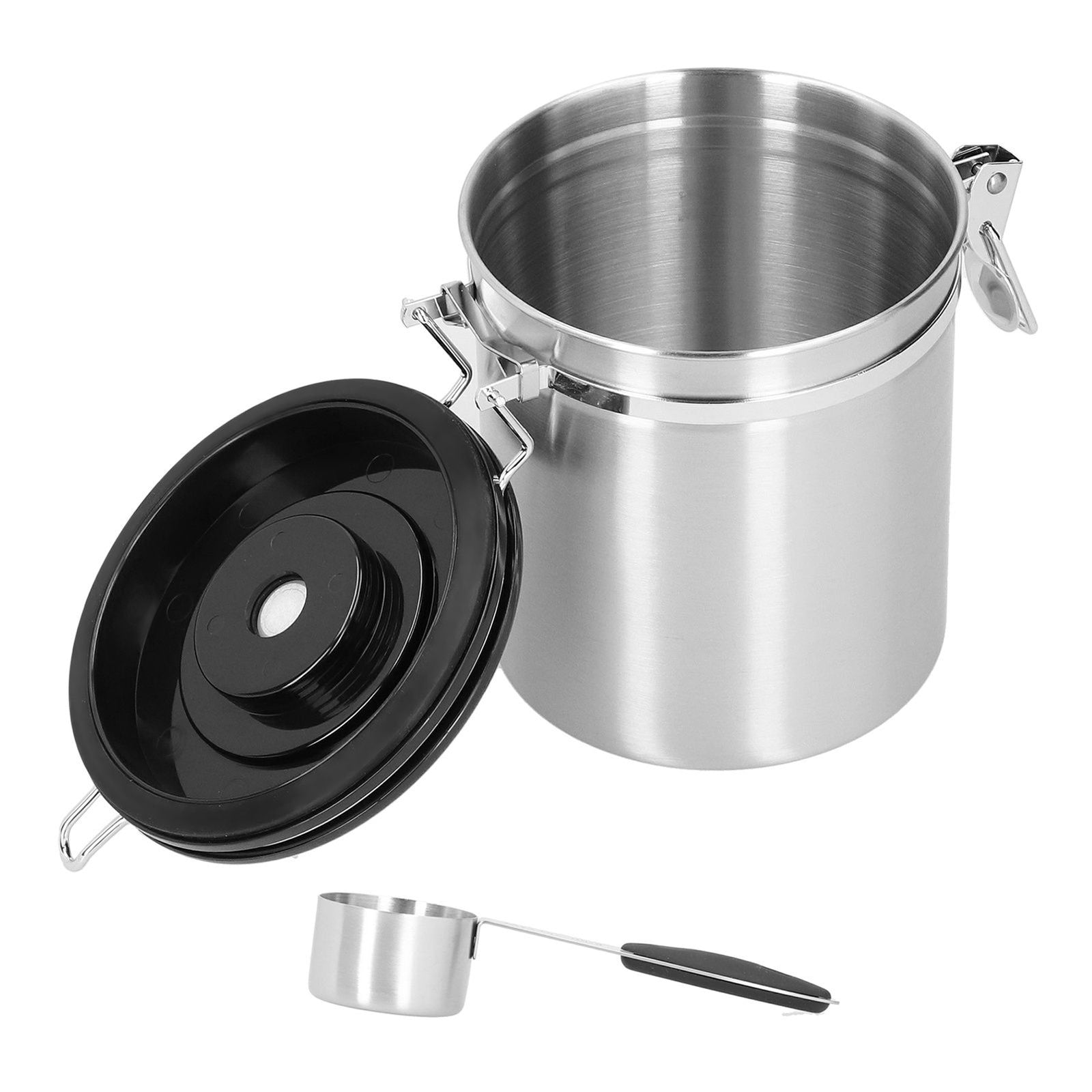 1.5L 304 Stainless Steel Coffee Beans Tea Canister Sealed Food Storage Container with SpoonStainless Steel Color