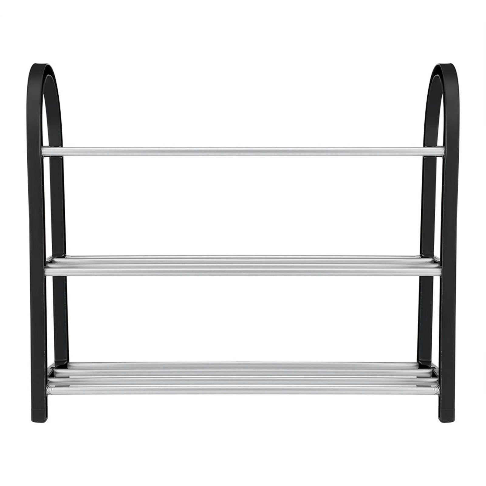 Plastic Aluminum Metal Standing Shoe Rack DIY Shoes Storage Shelf Home Organizer 3 Tiers