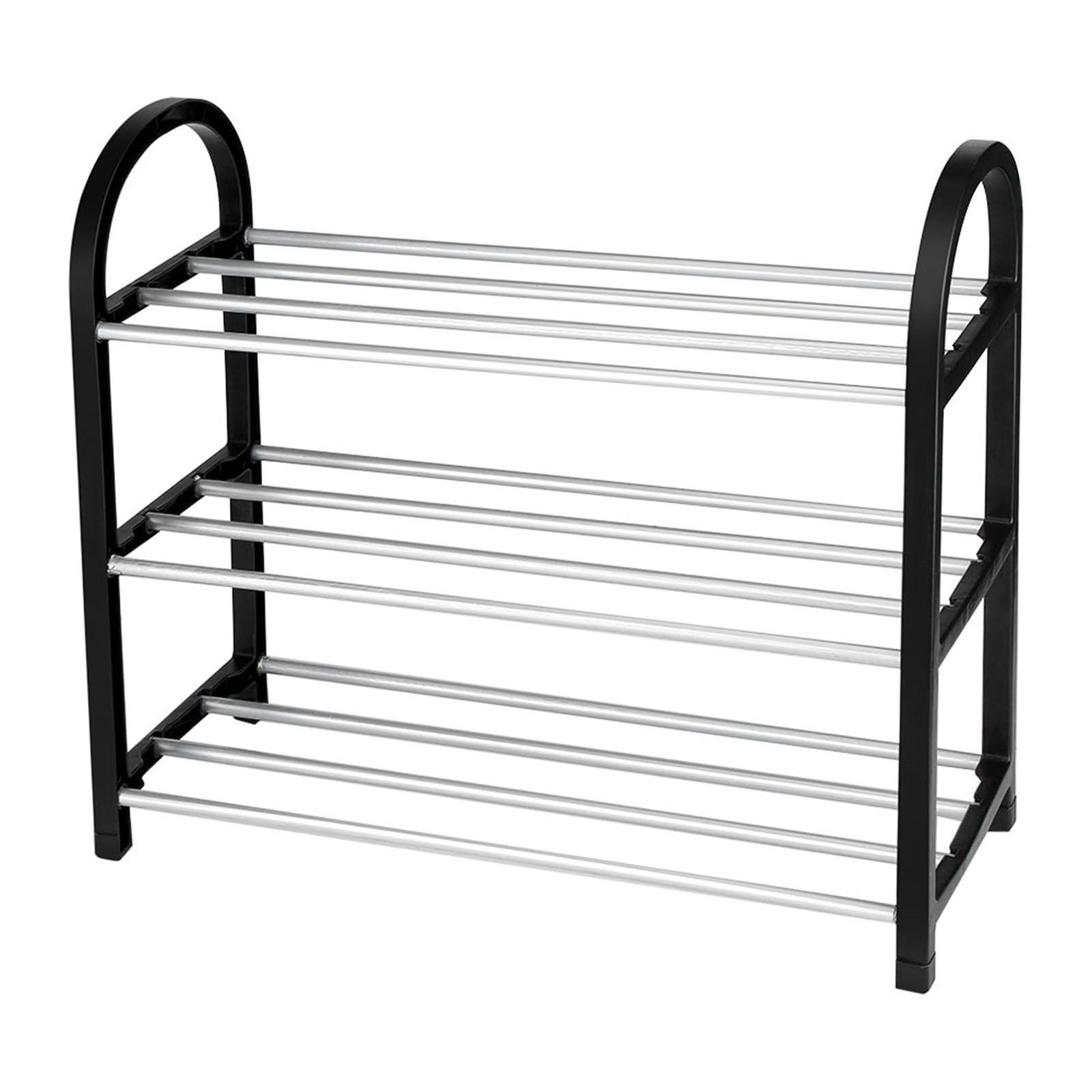 Plastic Aluminum Metal Standing Shoe Rack DIY Shoes Storage Shelf Home Organizer 3 Tiers