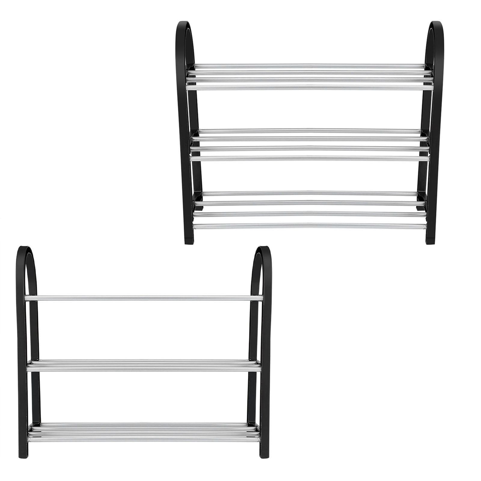 Plastic Aluminum Metal Standing Shoe Rack DIY Shoes Storage Shelf Home Organizer 3 Tiers
