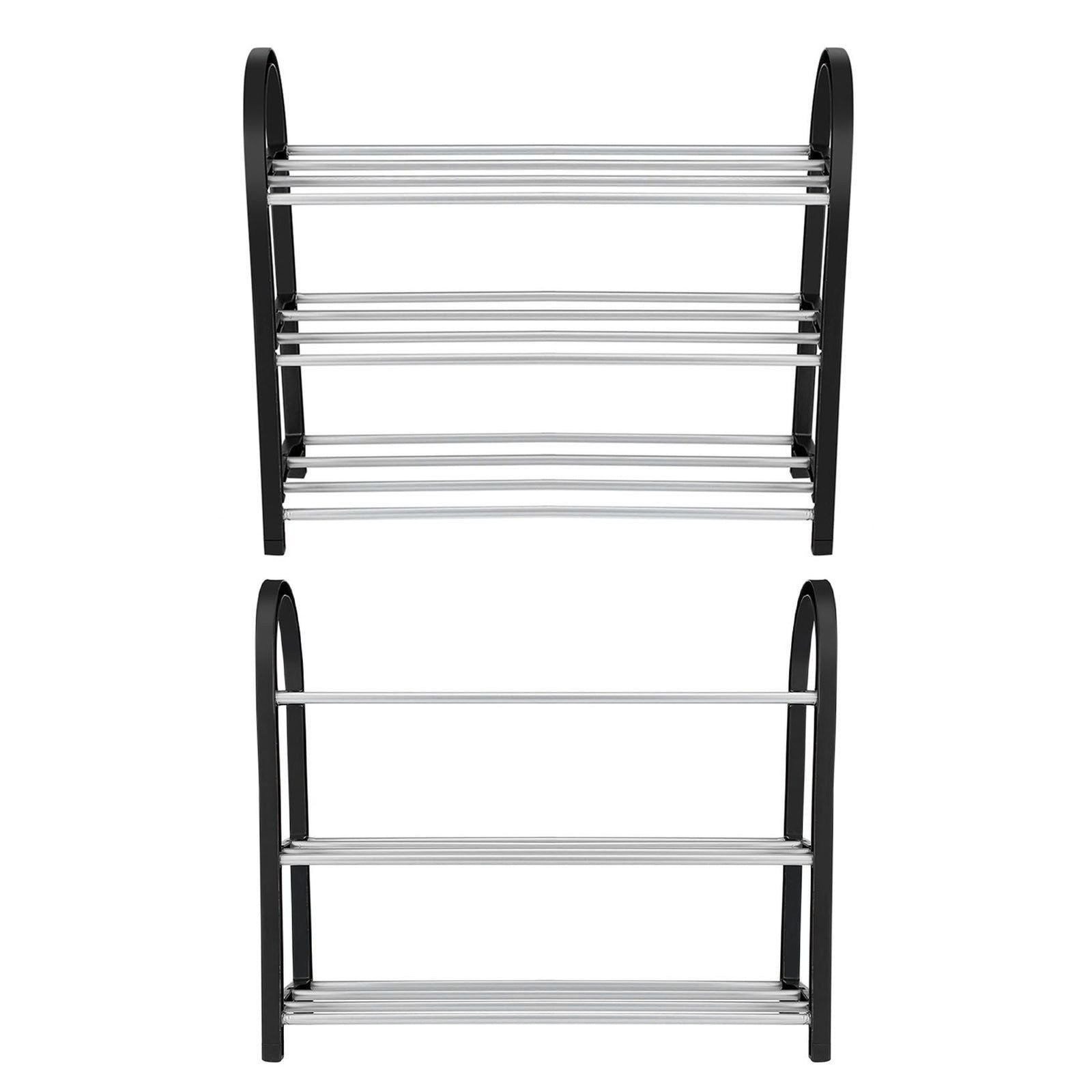 Plastic Aluminum Metal Standing Shoe Rack DIY Shoes Storage Shelf Home Organizer 3 Tiers