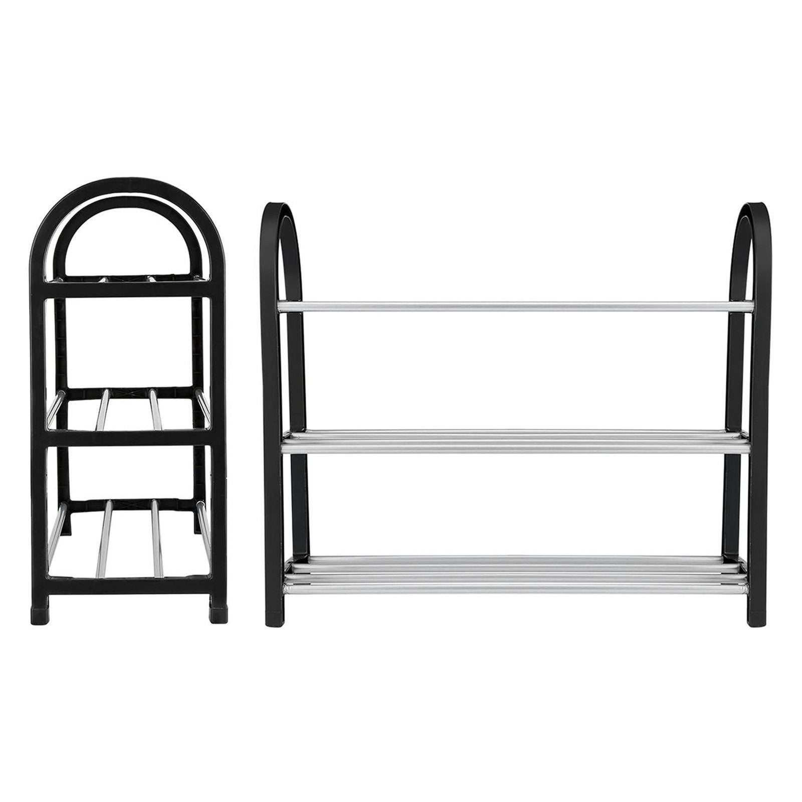 Plastic Aluminum Metal Standing Shoe Rack DIY Shoes Storage Shelf Home Organizer 3 Tiers