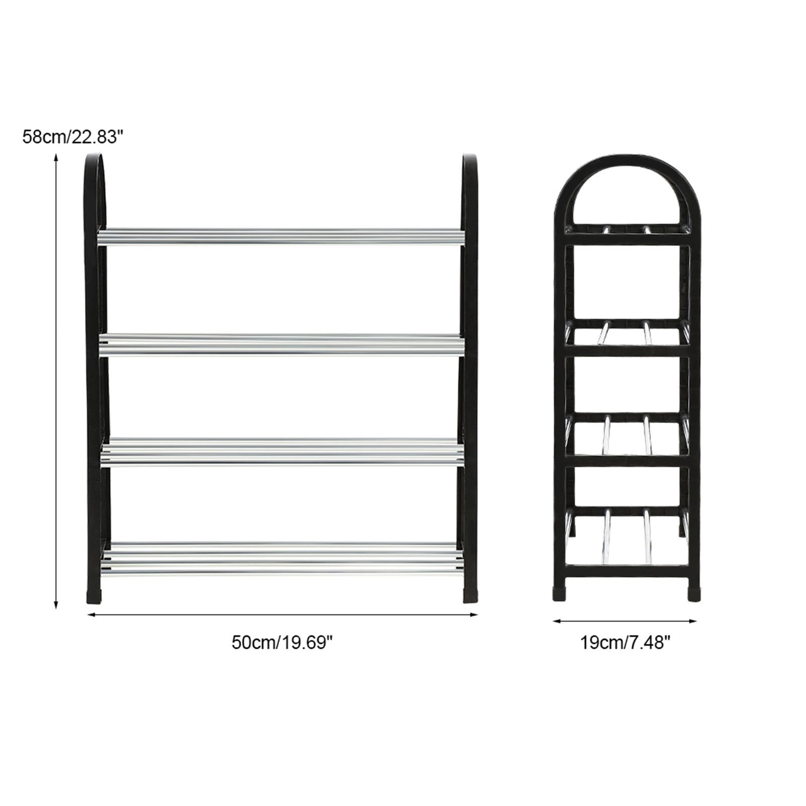 Plastic Aluminum Metal Standing Shoe Rack DIY Shoes Storage Shelf Home Organizer 4 Tiers