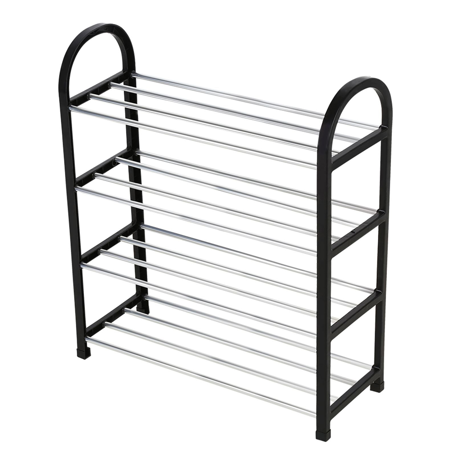 Plastic Aluminum Metal Standing Shoe Rack DIY Shoes Storage Shelf Home Organizer 4 Tiers