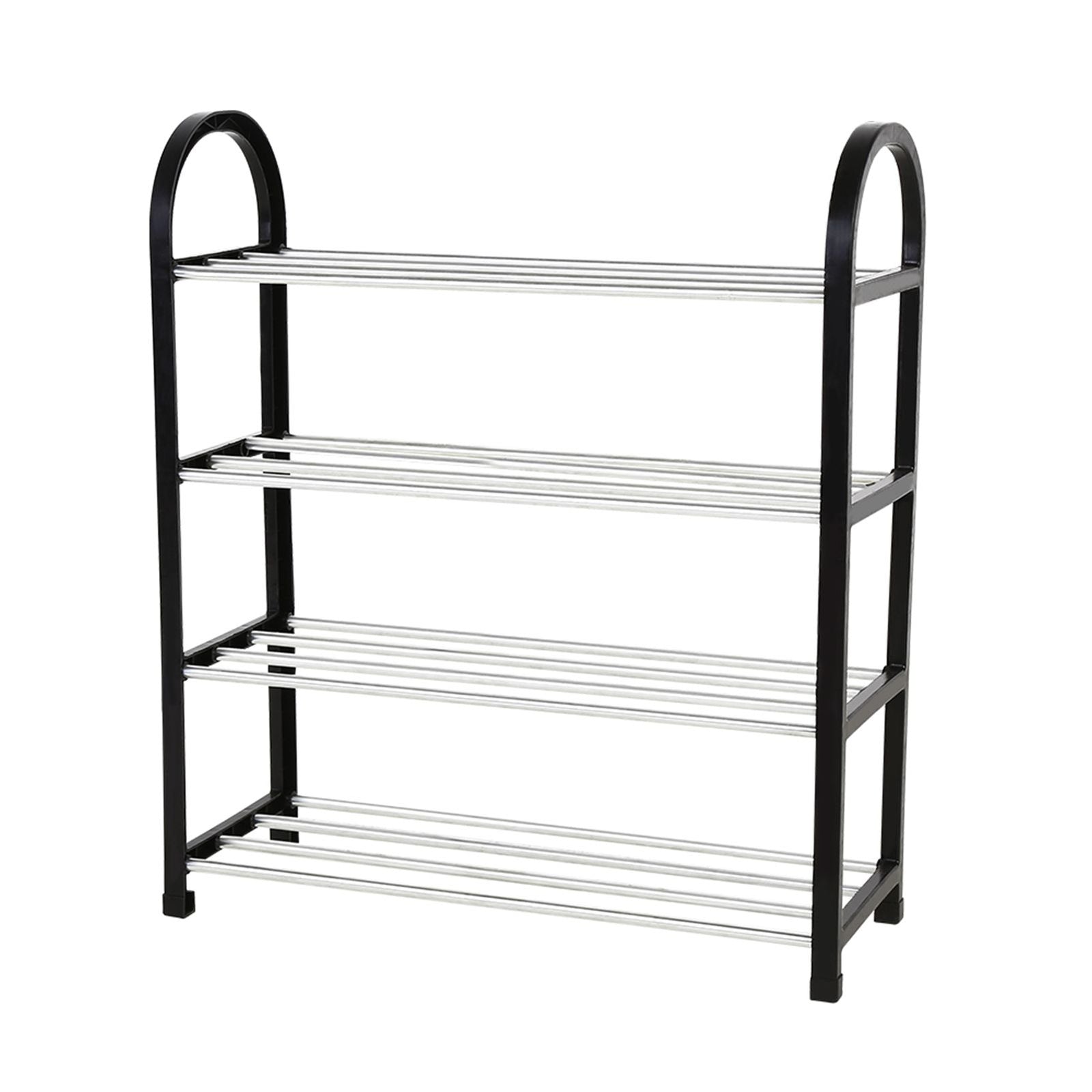 Plastic Aluminum Metal Standing Shoe Rack DIY Shoes Storage Shelf Home Organizer 4 Tiers