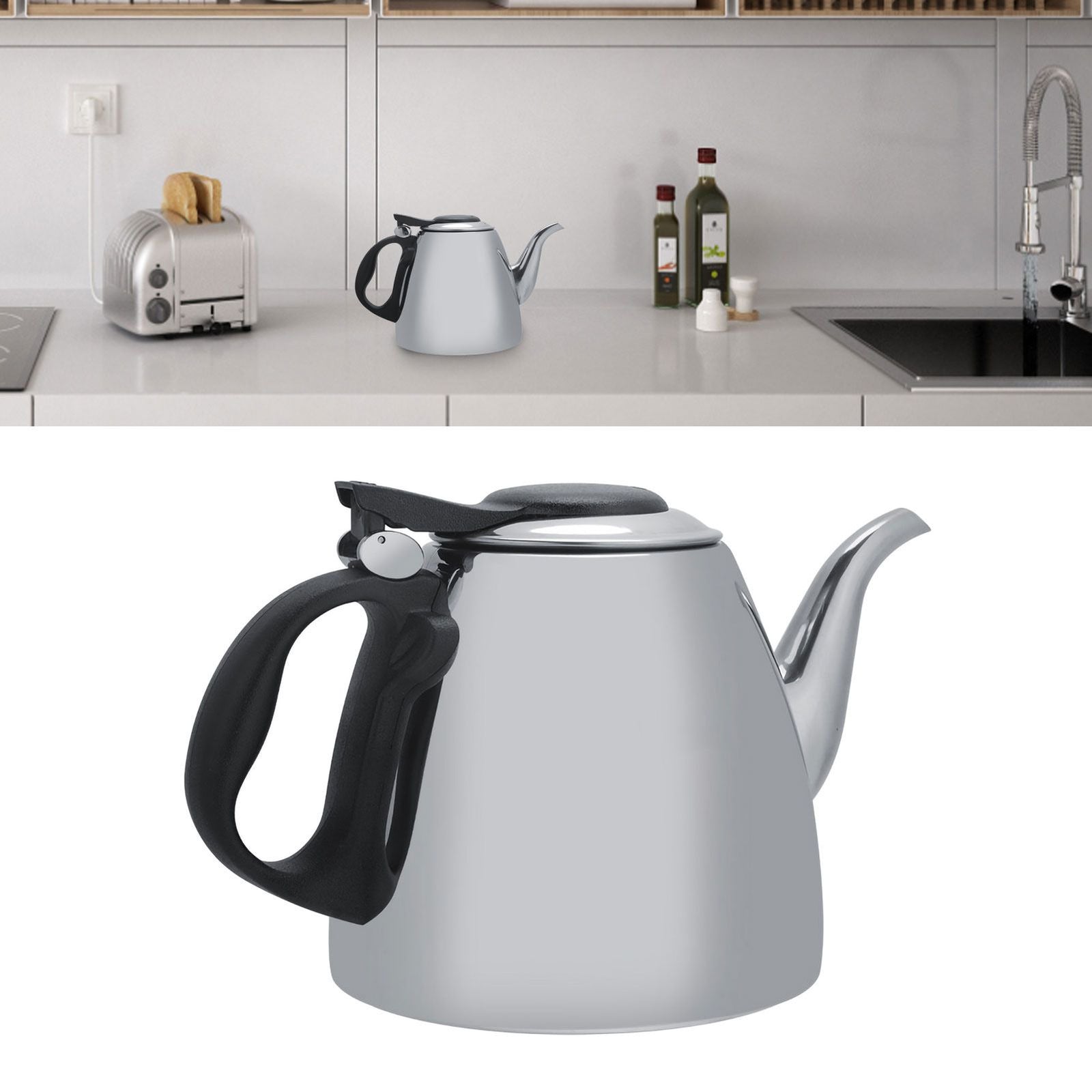 1.2l 1.5L Stainless Steel Stove Top Teapot Tea Coffee Pot Kettle Heat Resistant Handle 1.2L