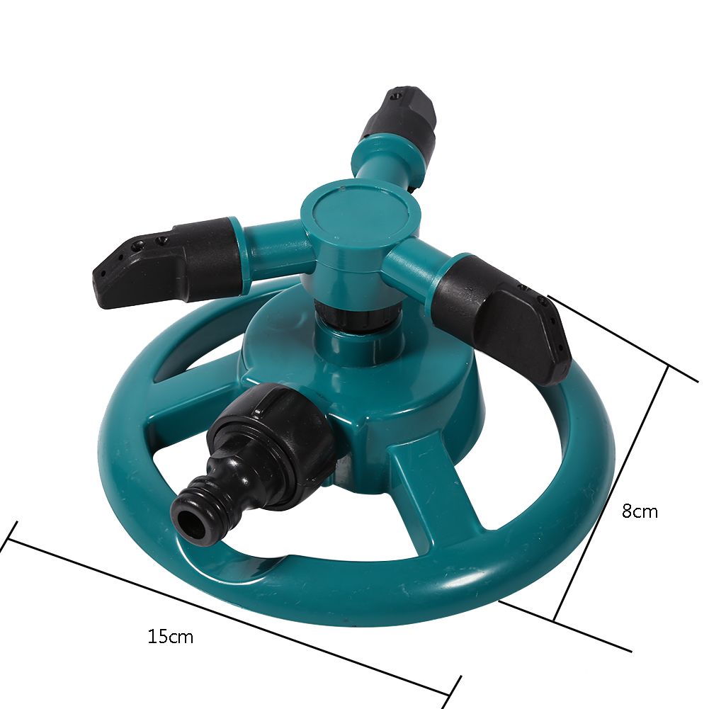360° Fully Circle Rotating Watering Sprinkler Irrigation System 3 Nozzle Pipe Hose for Garden