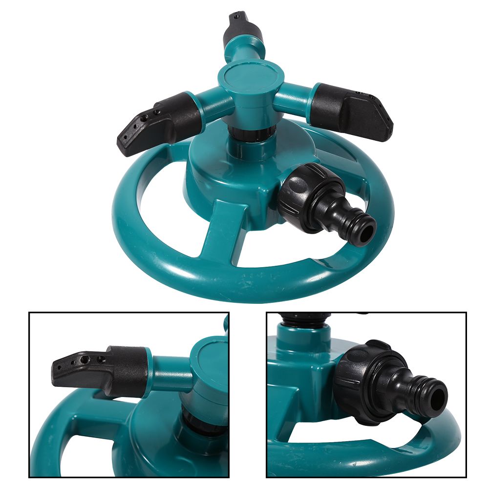 360° Fully Circle Rotating Watering Sprinkler Irrigation System 3 Nozzle Pipe Hose for Garden