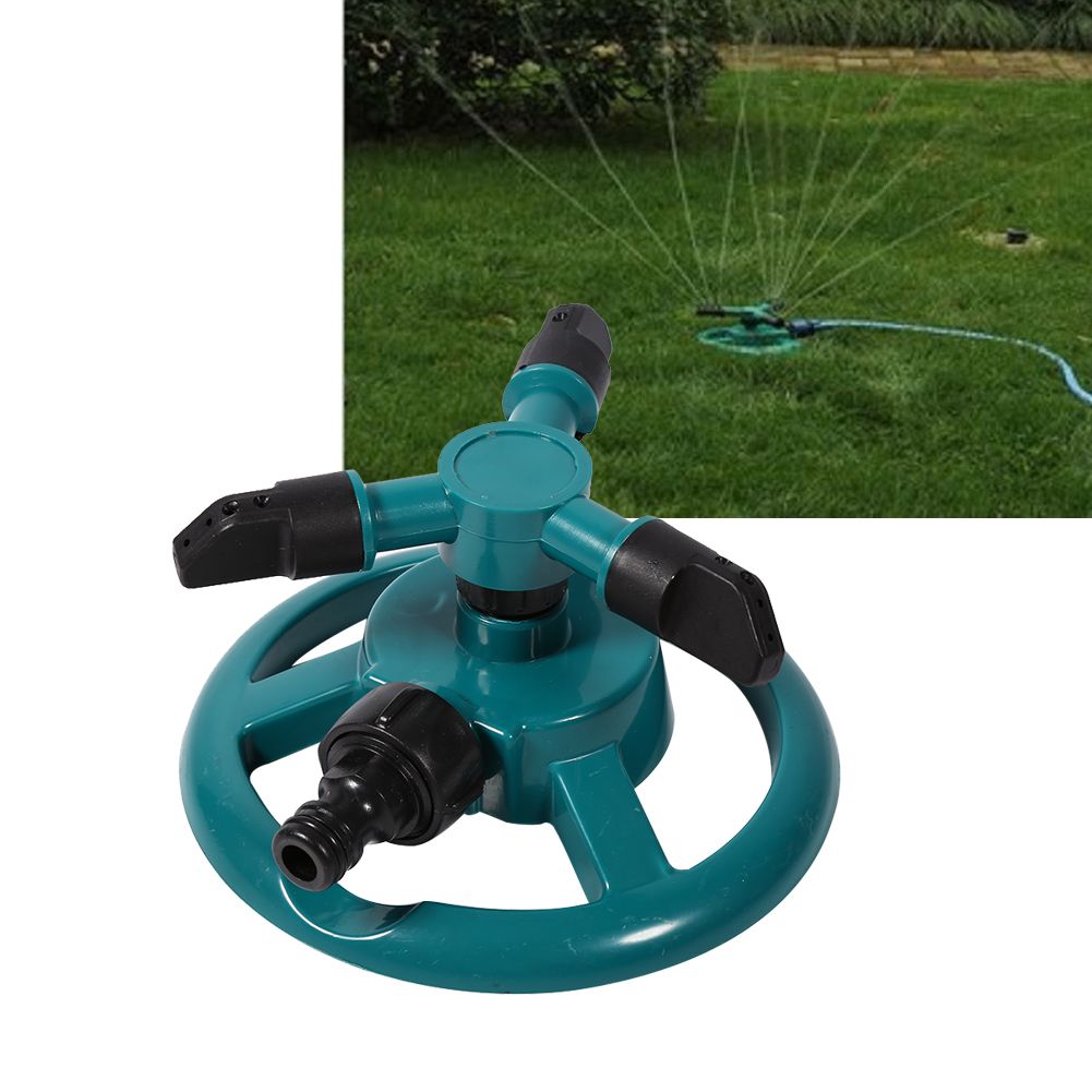 360° Fully Circle Rotating Watering Sprinkler Irrigation System 3 Nozzle Pipe Hose for Garden
