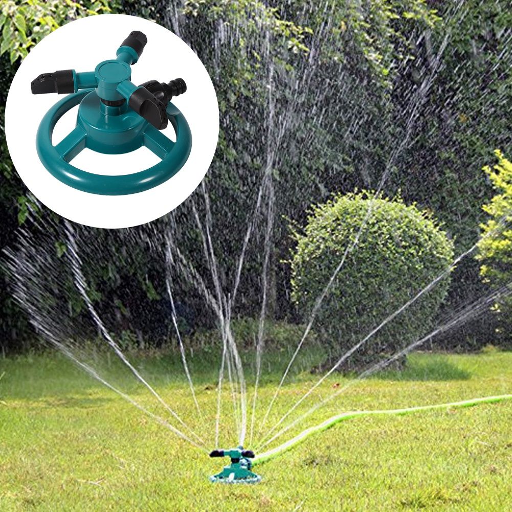 360° Fully Circle Rotating Watering Sprinkler Irrigation System 3 Nozzle Pipe Hose for Garden