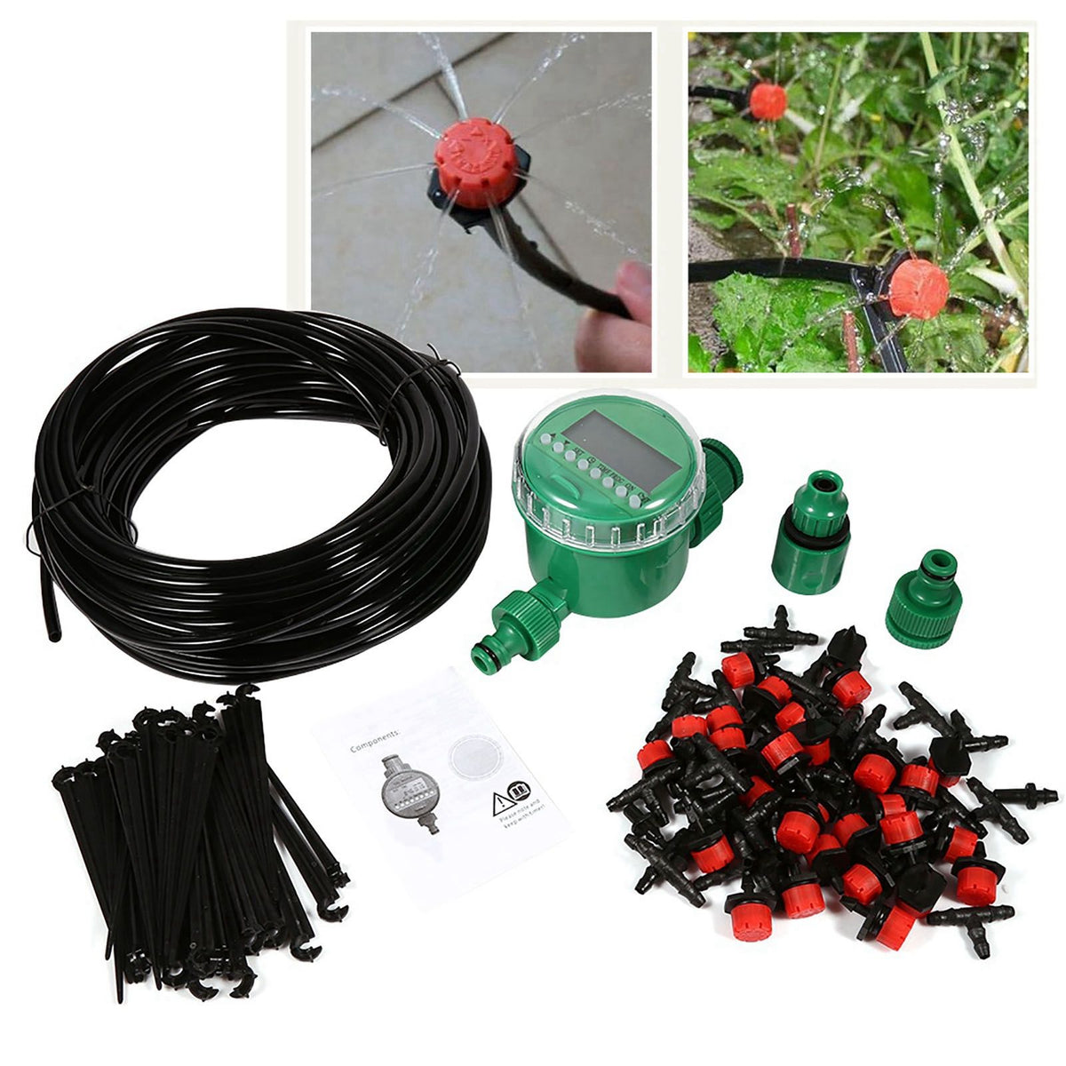 1 Set 20m Auto Timer Plant Self Watering Drip Irrigation Micro System Garden Dripper Hose Kits