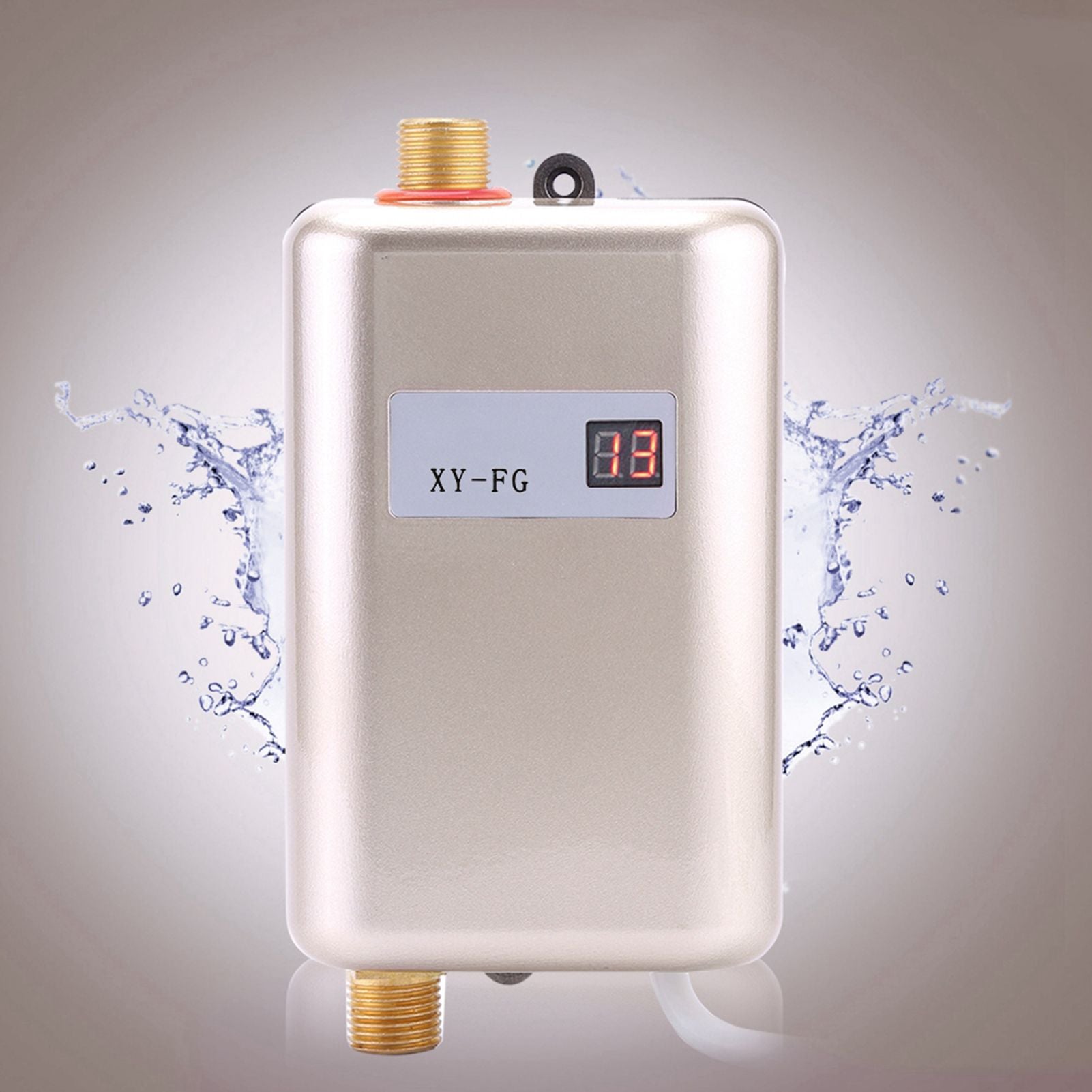 220V 3800W Mini Electric Tankless Instant Hot Water Heater Bathroom Kitchen Washing Golden