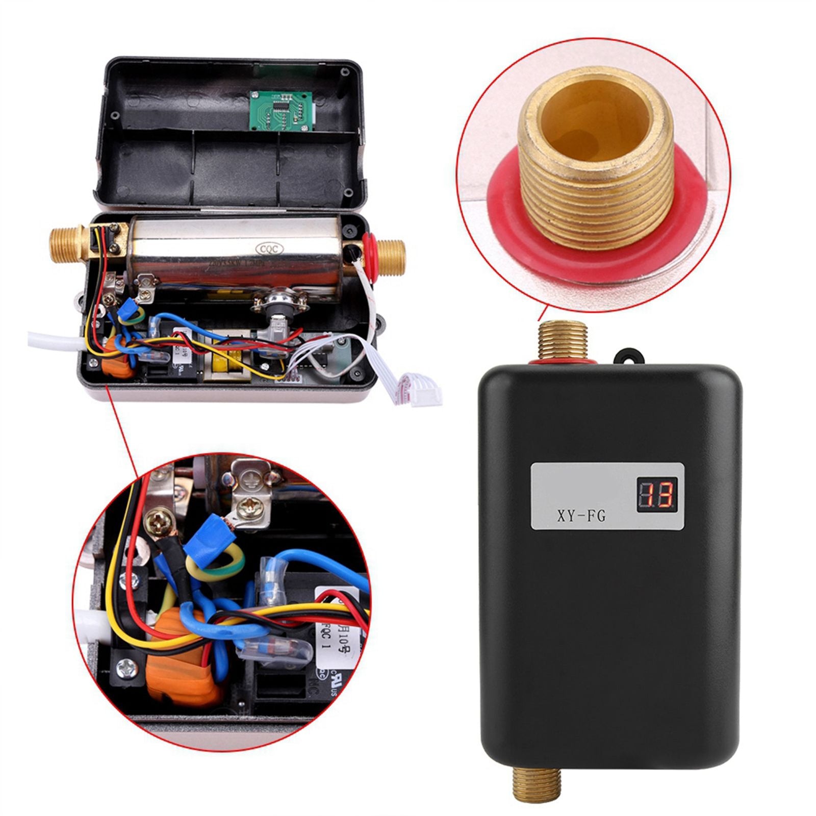 220V 3800W Mini Electric Tankless Instant Hot Water Heater Bathroom Kitchen Washing Black