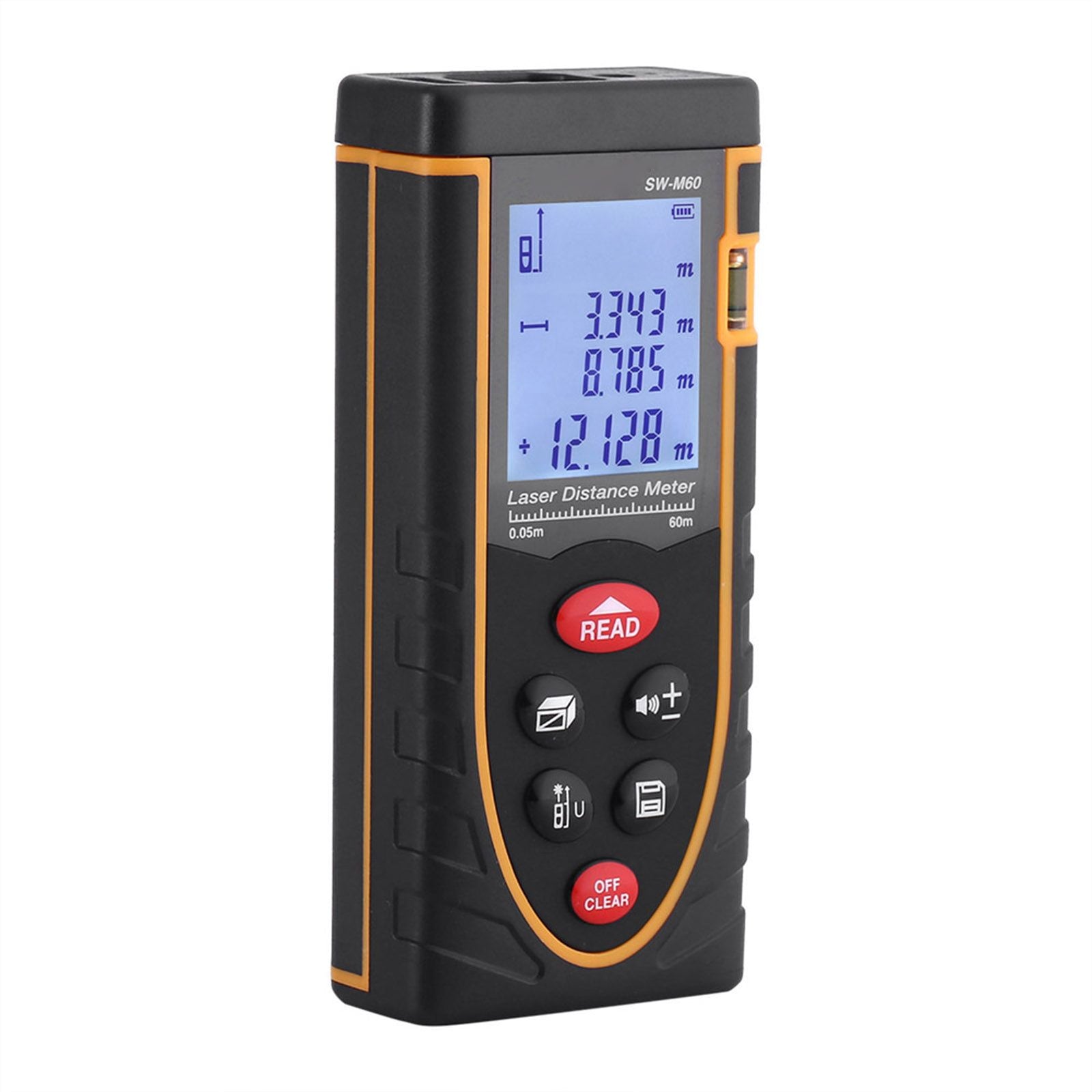 SNDWAY Handheld Digital Laser Distance Meter Self Calibration Length/Volume Measure Tool 60m