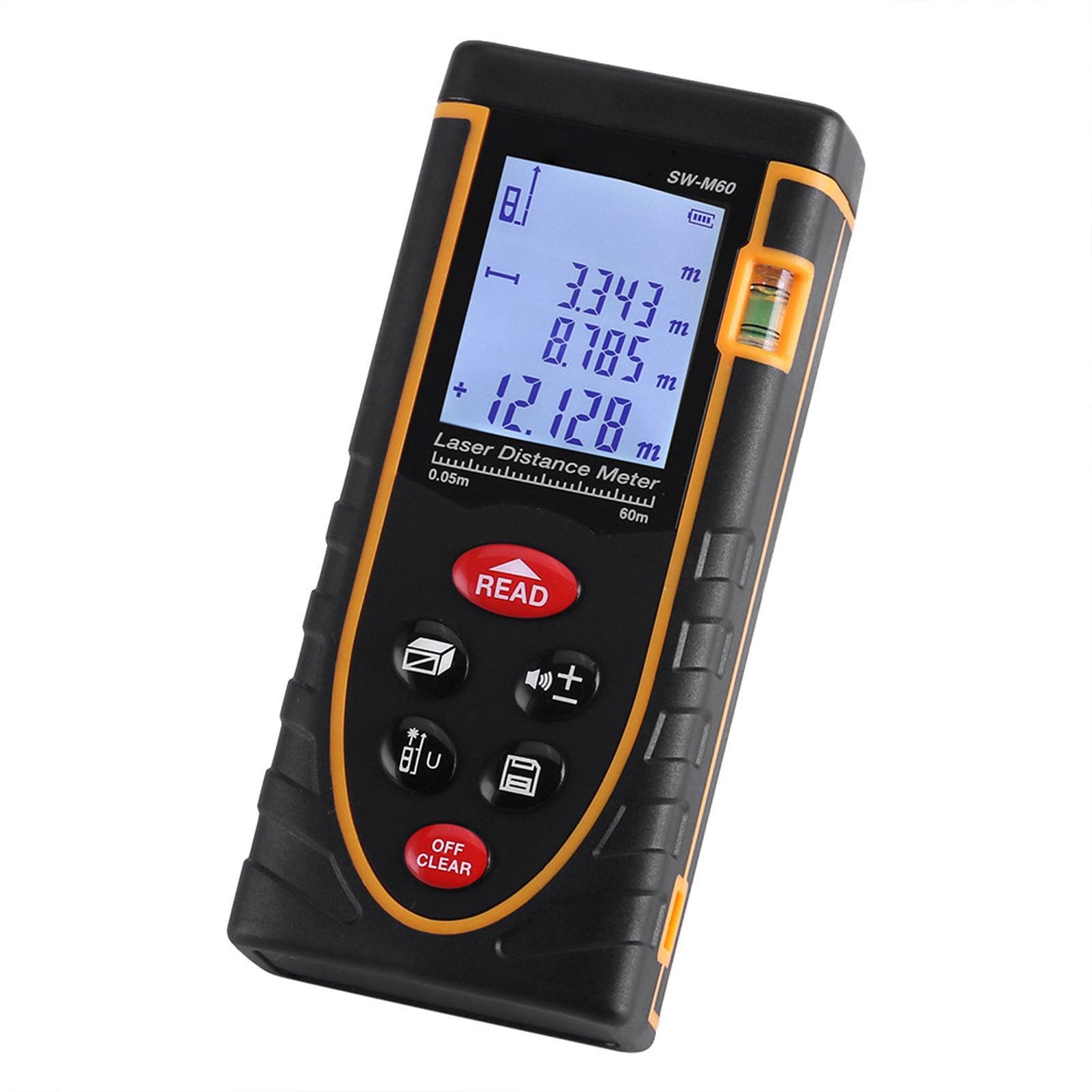 SNDWAY Handheld Digital Laser Distance Meter Self Calibration Length/Volume Measure Tool 60m