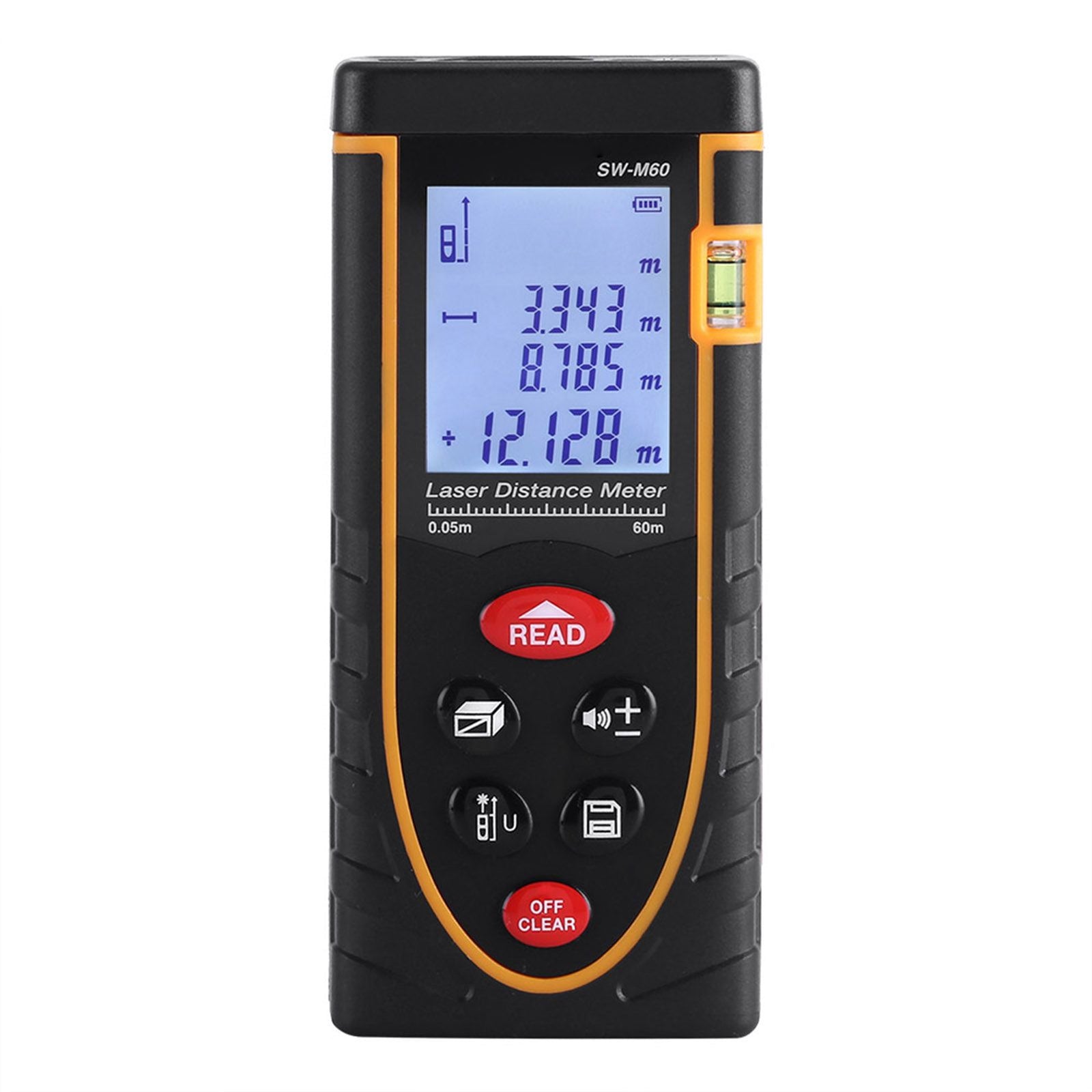 SNDWAY Handheld Digital Laser Distance Meter Self Calibration Length/Volume Measure Tool 60m