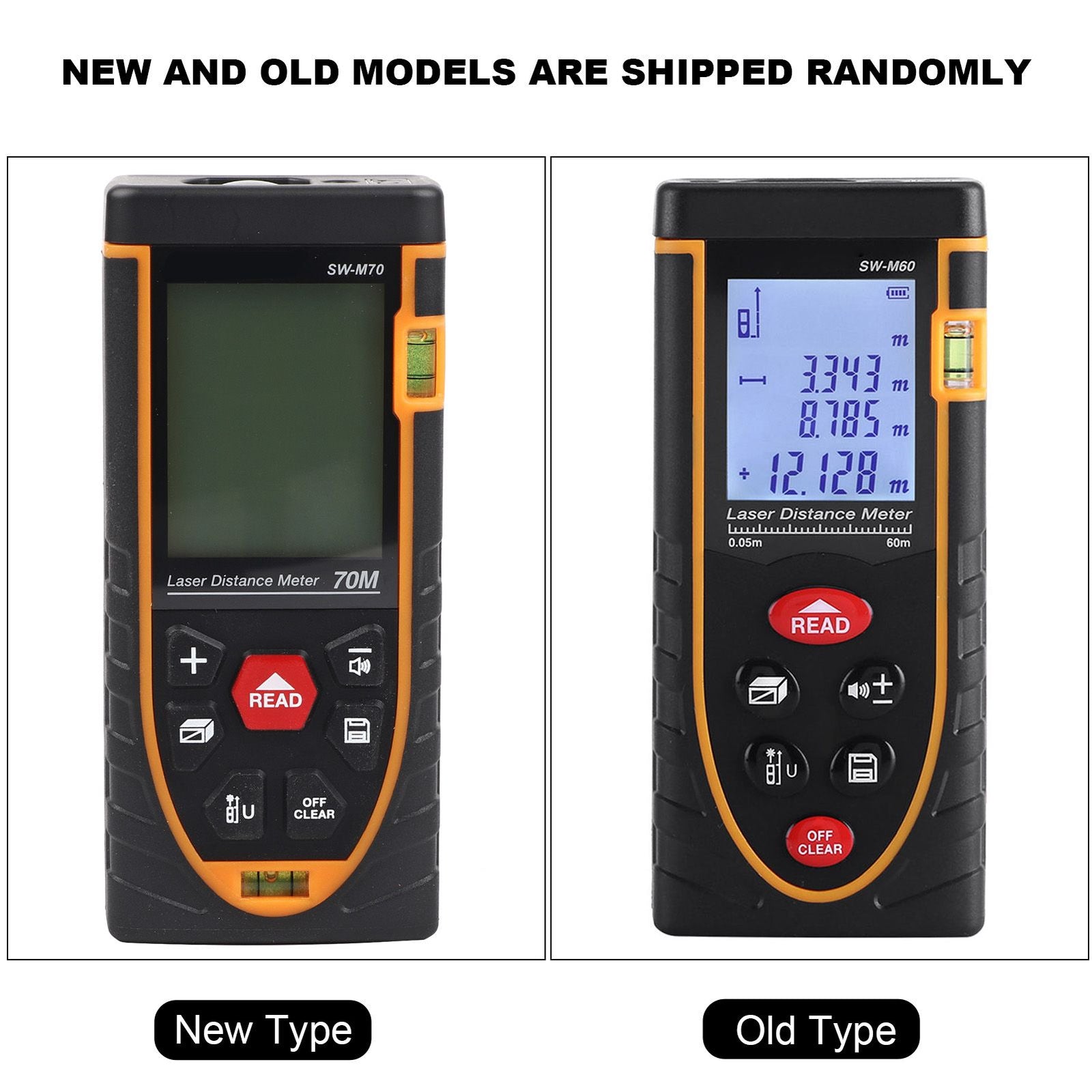 SNDWAY Handheld Digital Laser Distance Meter Self Calibration Length/Volume Measure Tool 60m