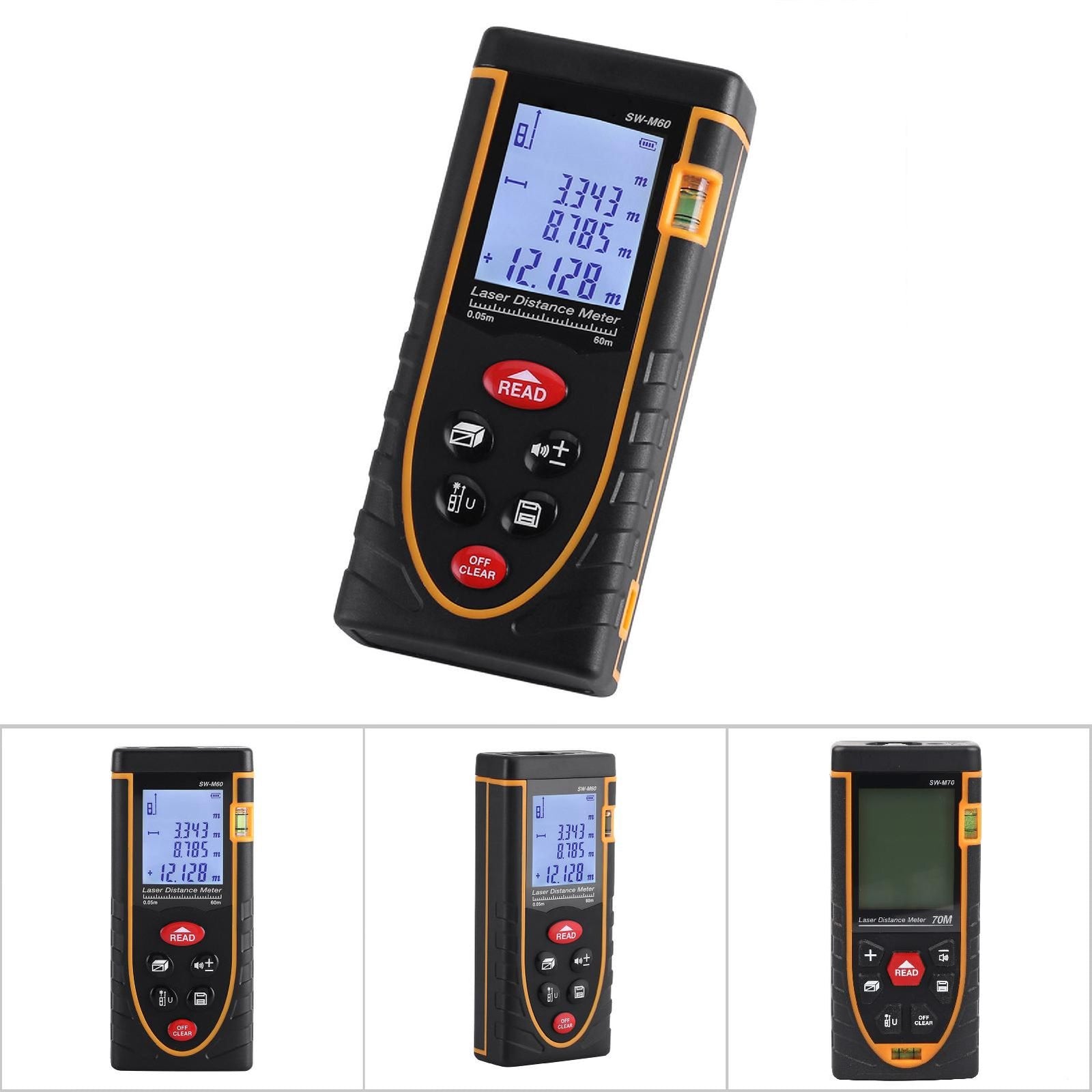 SNDWAY Handheld Digital Laser Distance Meter Self Calibration Length/Volume Measure Tool 60m