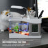 Multifunctional USB Rechargeable Mini Fish Tank Aquarium with Clock Function LED Light White