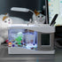 Multifunctional USB Rechargeable Mini Fish Tank Aquarium with Clock Function LED Light White