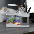 Multifunctional USB Rechargeable Mini Fish Tank Aquarium with Clock Function LED Light White