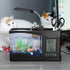 Multifunctional USB Rechargeable Mini Fish Tank Aquarium with Clock Function LED Light Black