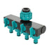 4 Way Garden Irrigation Watering Tap Hose Splitter Connector Adapter with Shut Off Valve