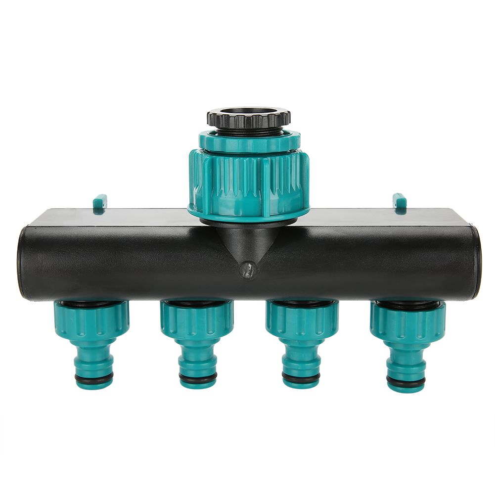 4 Way Garden Irrigation Watering Tap Hose Splitter Connector Adapter with Shut Off Valve