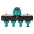 4 Way Garden Irrigation Watering Tap Hose Splitter Connector Adapter with Shut Off Valve