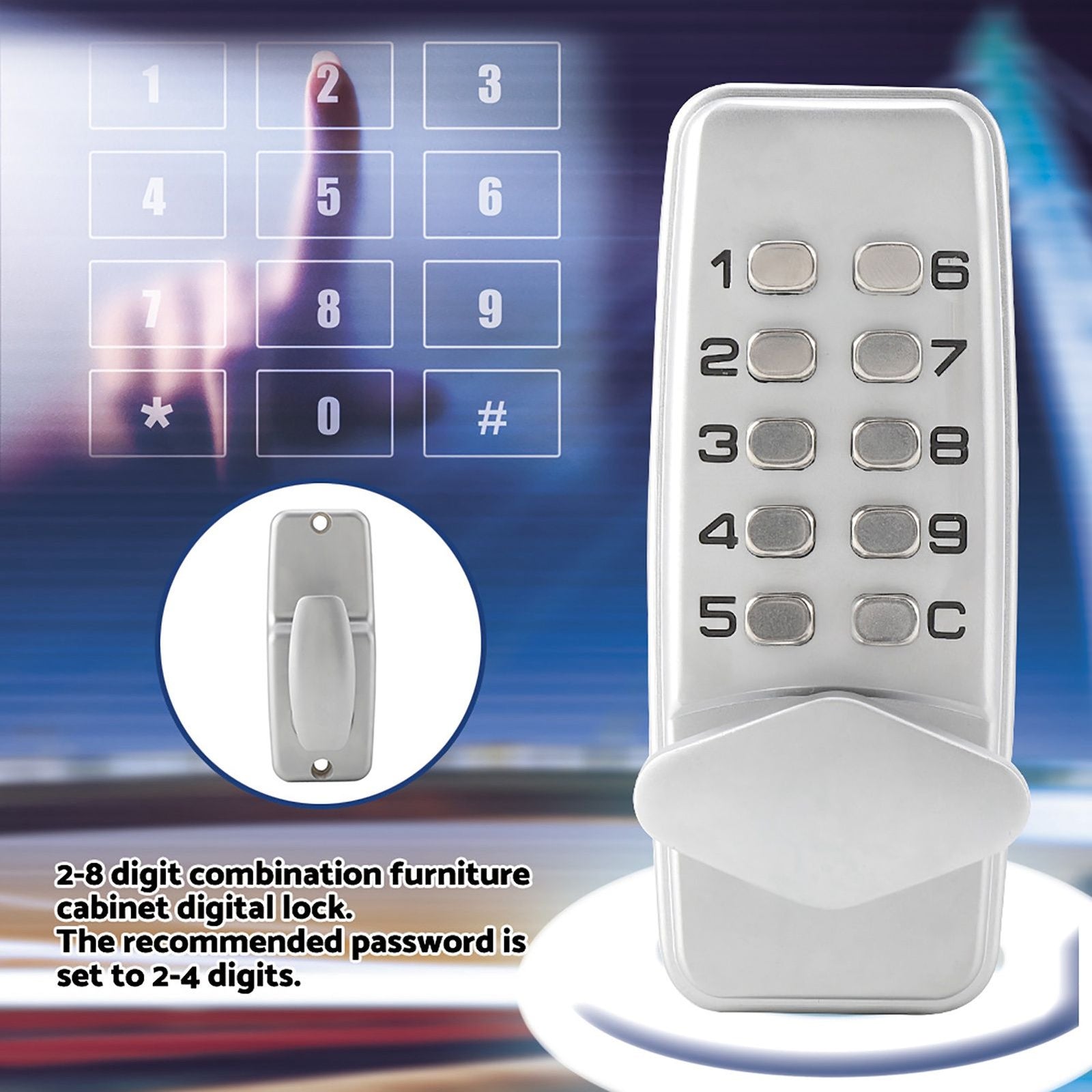 2 - 8 Digit Code Combination Door Zinc Alloy Convenient Password Security Coded Lock