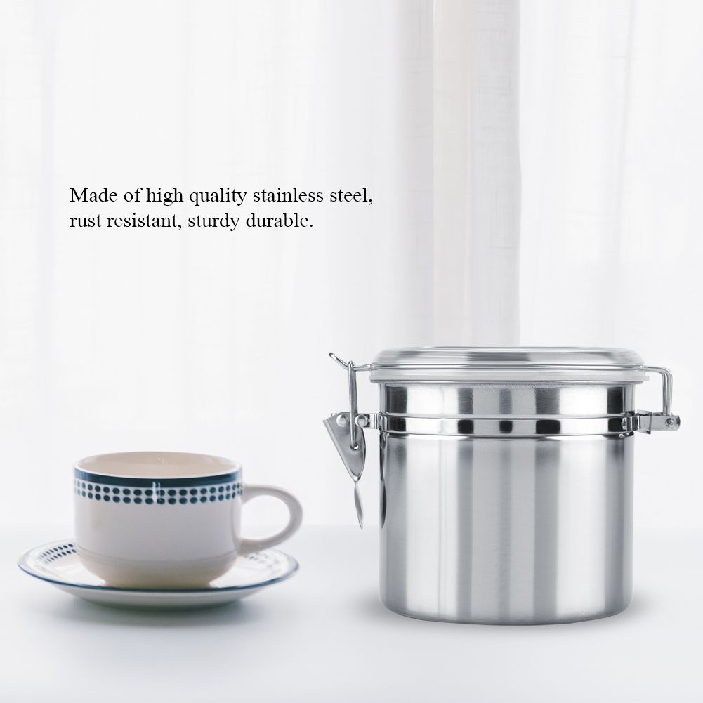 Stainless Steel Coffee Container Vacuum Sealed Storage Jar for Sugar Tea Bean(1100ml)