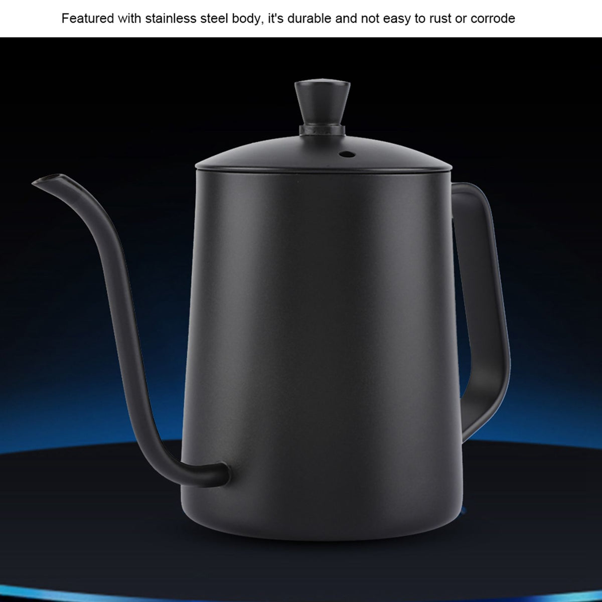 550ml Stainless Steel Long Gooseneck Coffee Pot Kettle with Lid for Home Kitchen Coffee Shop