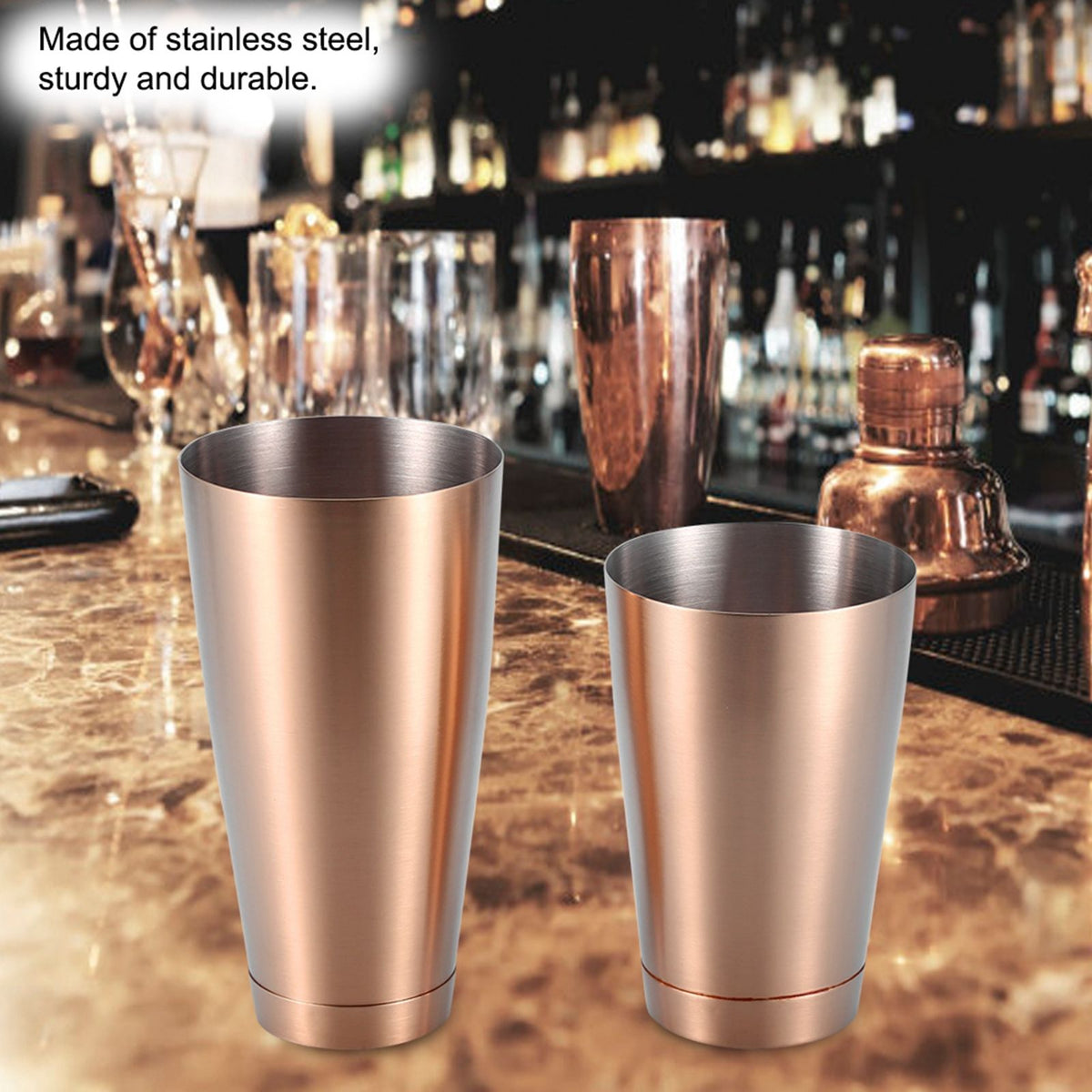 Stainless Steel Sturdy Durable Cocktail Cup Shaker Bar Home Kitchen Tool(Rose Golden)