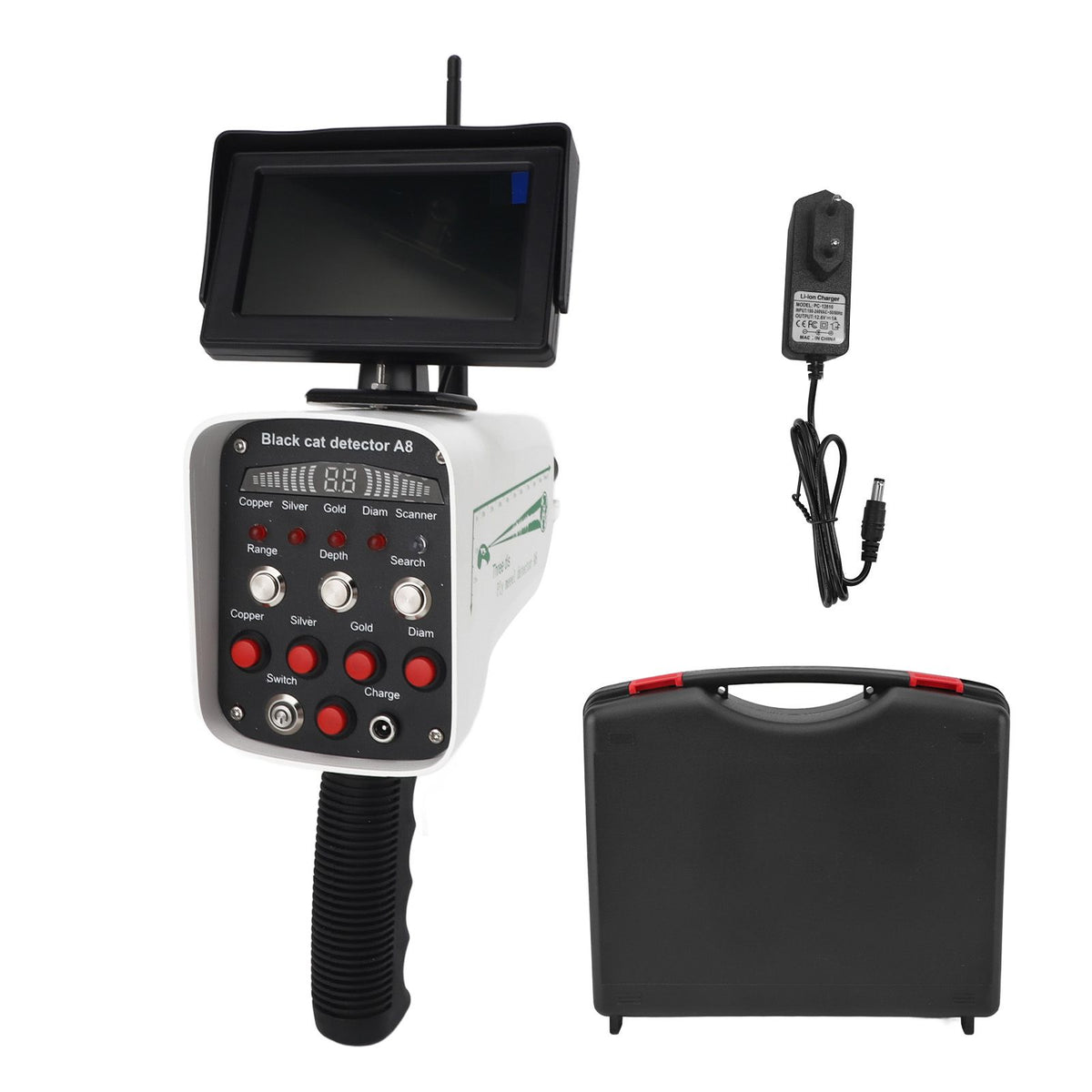 Metal Detector Gold Finder 1000M Range 30M Depth Sensitive Handheld Underground Treasure Scanner Locator for Gold Silver White