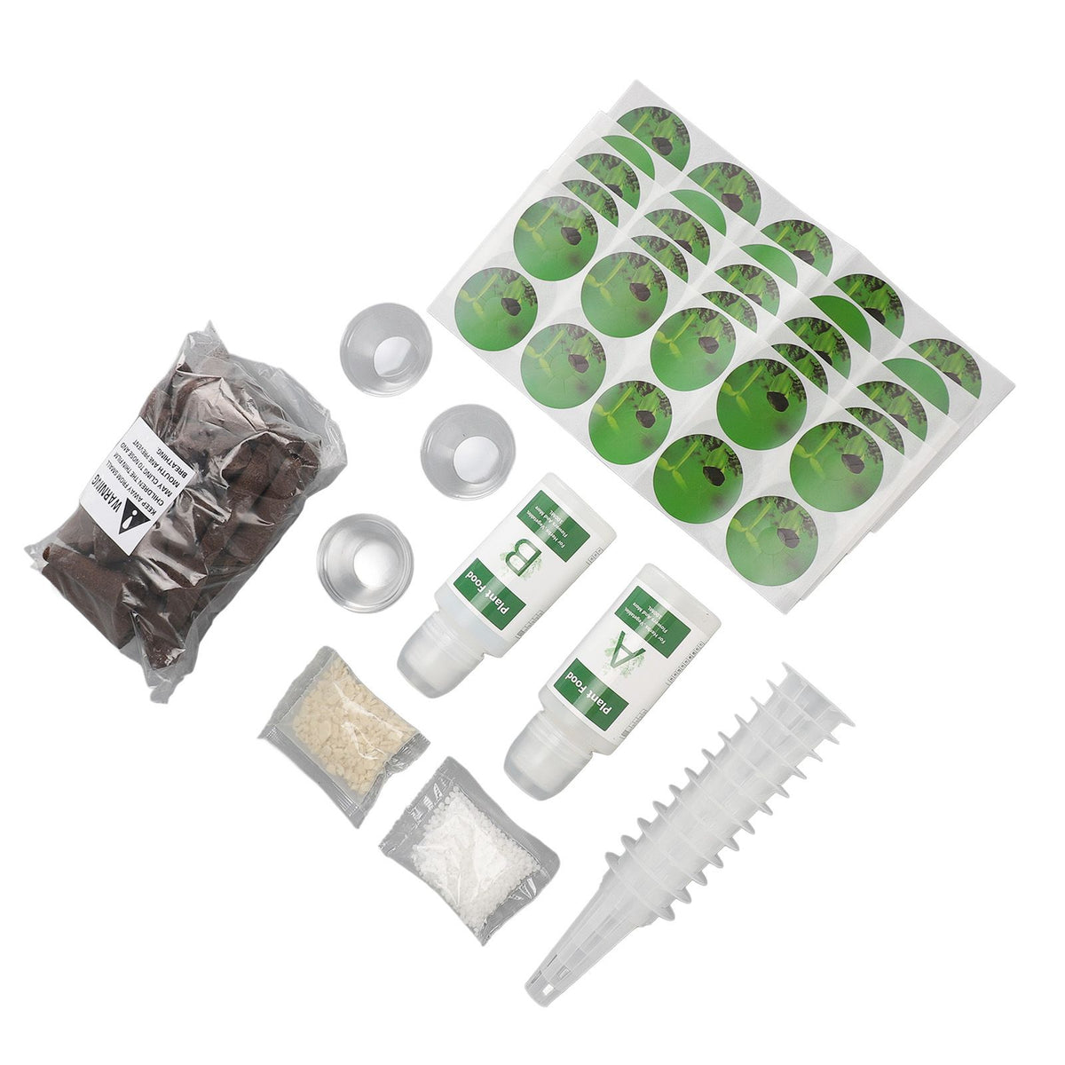 100ML Hydroponic Plant Food Hydroponics Nutrients Set with Grow Sponges A B Plant Food 50 Stickers Plant Pod Kit