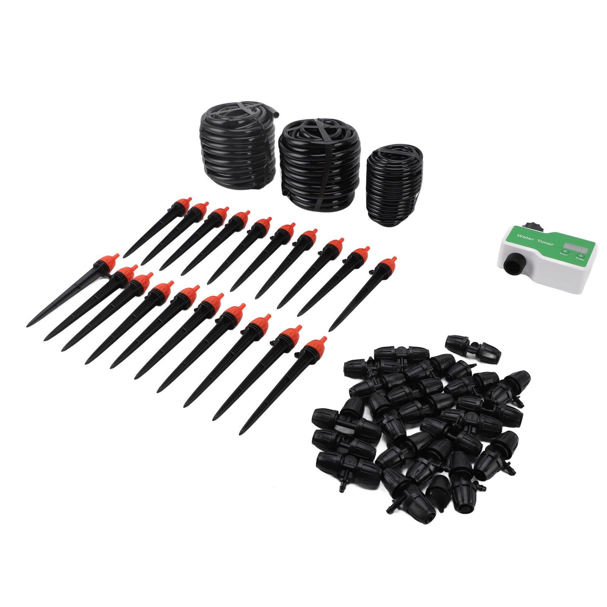 Drip Irrigation System Kit Automatic Watering System with Water Timer for Greenhouse Garden Lawn Potted Plants