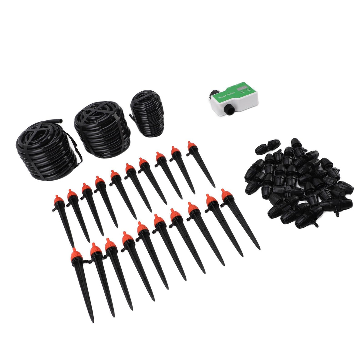 Drip Irrigation System Kit Automatic Watering System with Water Timer for Greenhouse Garden Lawn Potted Plants