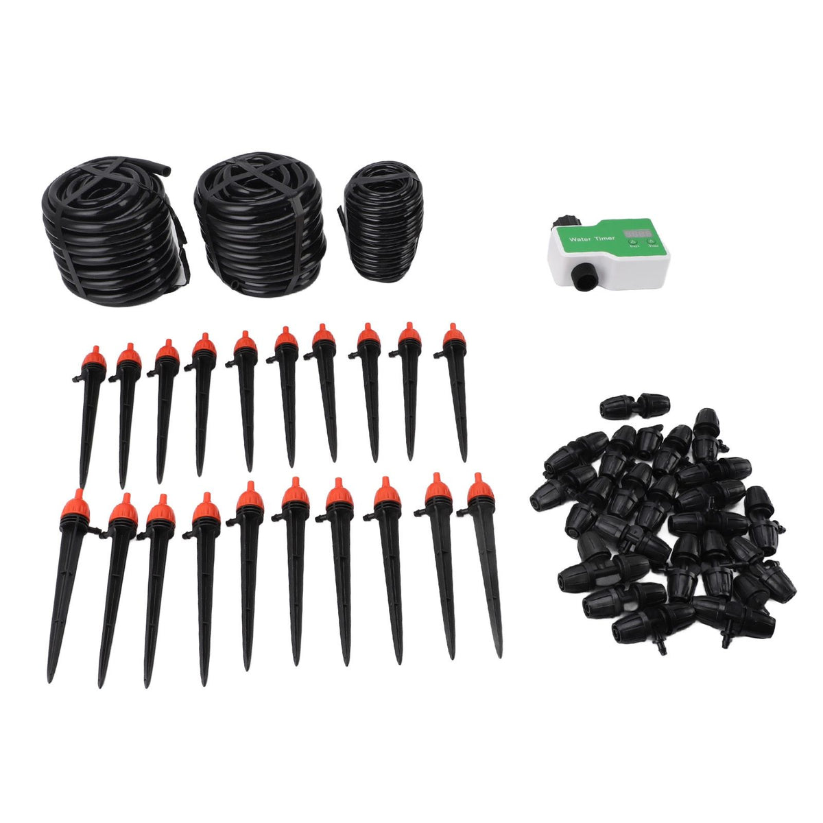 Drip Irrigation System Kit Automatic Watering System with Water Timer for Greenhouse Garden Lawn Potted Plants