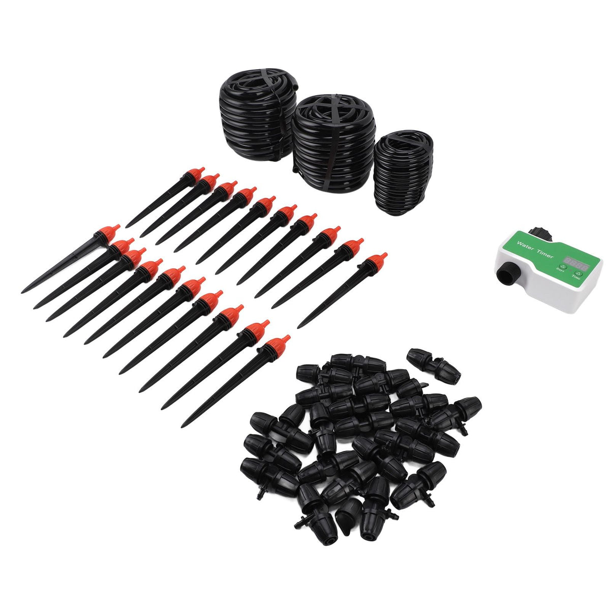 Drip Irrigation System Kit Automatic Watering System with Water Timer for Greenhouse Garden Lawn Potted Plants