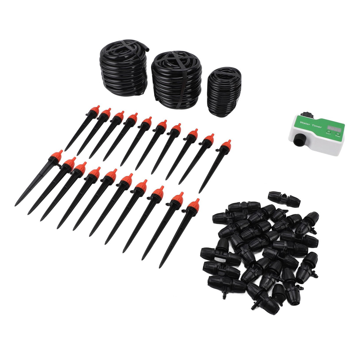 Drip Irrigation System Kit Automatic Watering System with Water Timer for Greenhouse Garden Lawn Potted Plants