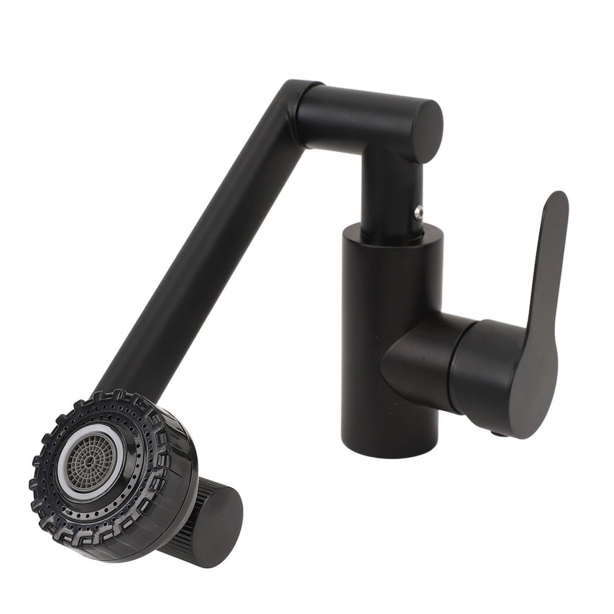 Multifunctional Universal Faucet Hot and Cold Water Stainless Steel Rotating Faucet Robotic Arm Swivel Faucet for Bathroom Sink Black 60cm/23.6in Water Inlet Pipe