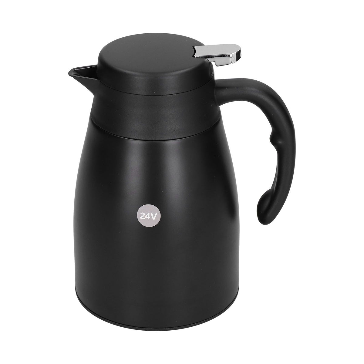 24V 1200ml Car Water Heater Pot with Base Portable Stainless Steel Electric Kettle Pot for Truck CarMatte Black