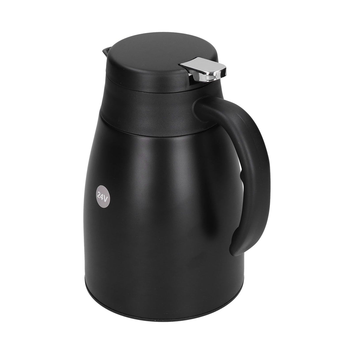 24V 1200ml Car Water Heater Pot with Base Portable Stainless Steel Electric Kettle Pot for Truck CarMatte Black