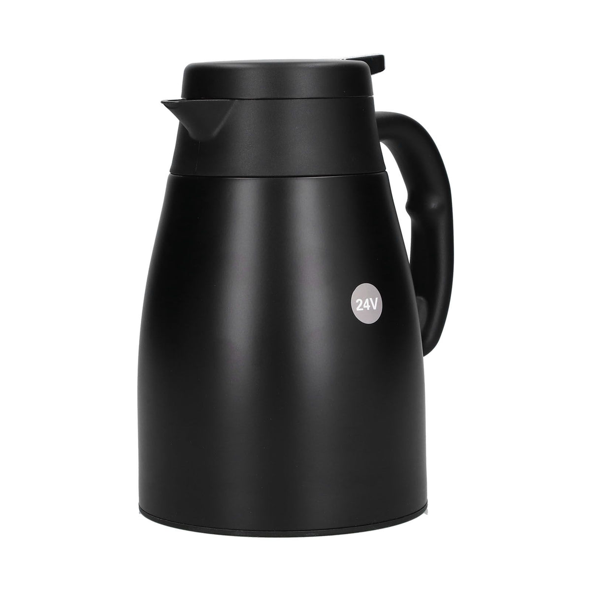 24V 1200ml Car Water Heater Pot with Base Portable Stainless Steel Electric Kettle Pot for Truck CarMatte Black