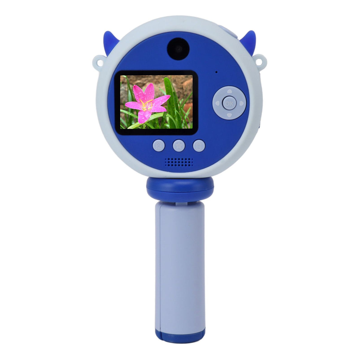 Kids Selfie Camera 2 Inch HD IPS Screen Dual Lens 48MP 32GB Portable Cute Digital Camera Toy with Tripod for Christmas Birthday Gift Blue