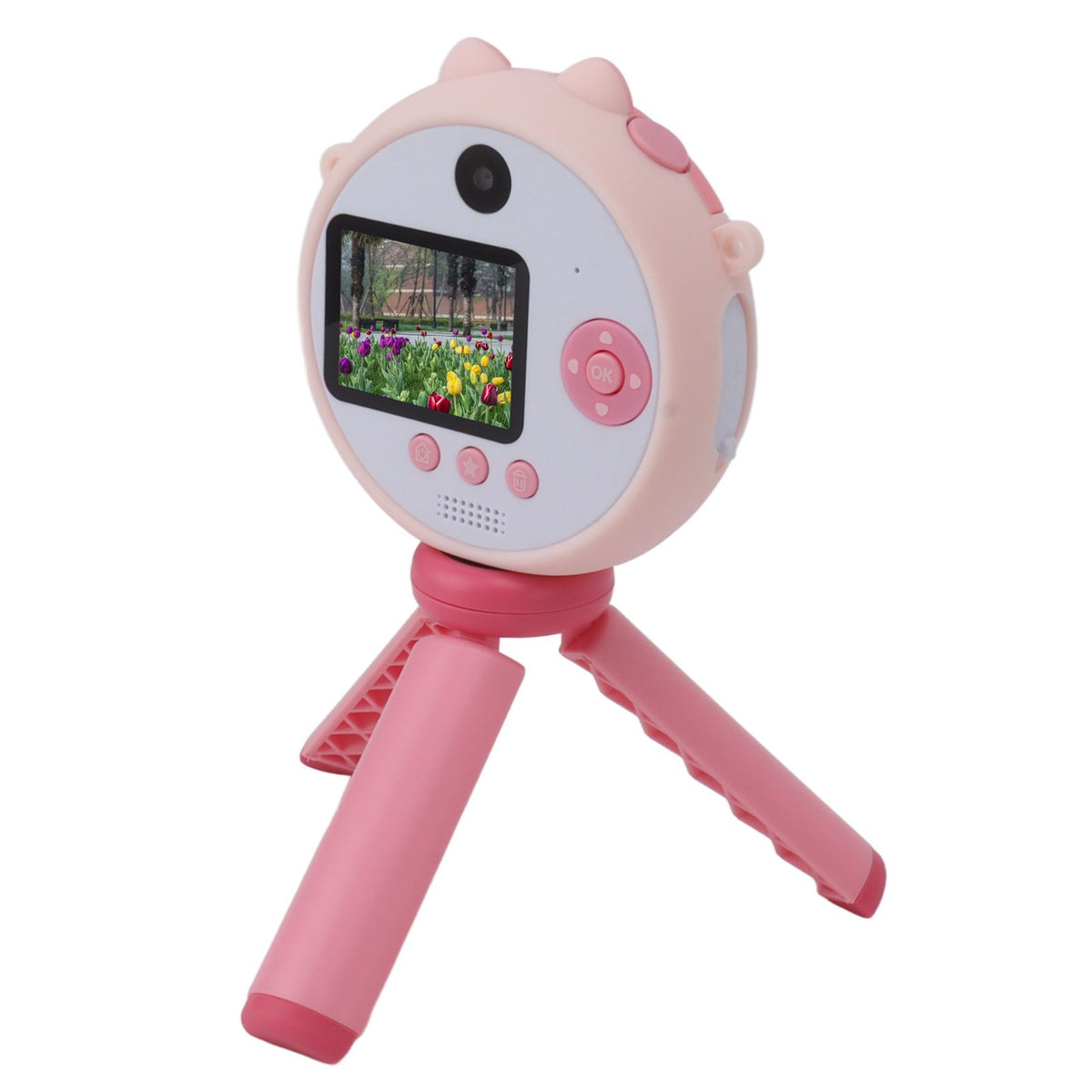 Kids Selfie Camera 2 Inch HD IPS Screen Dual Lens 48MP 32GB Portable Cute Digital Camera Toy with Tripod for Christmas Birthday Gift Pink