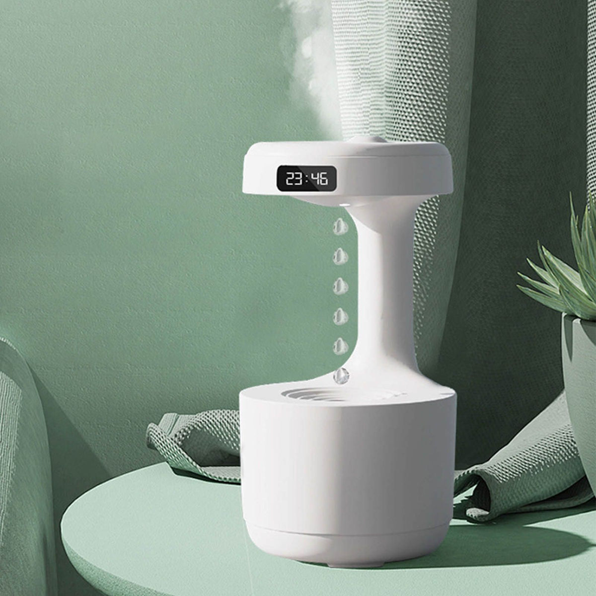 Anti Gravity Humidifier Water Drop Humidifier Quiet Operation Fine Misting Leakage Proof USB Powered Mist Humidifiers White
