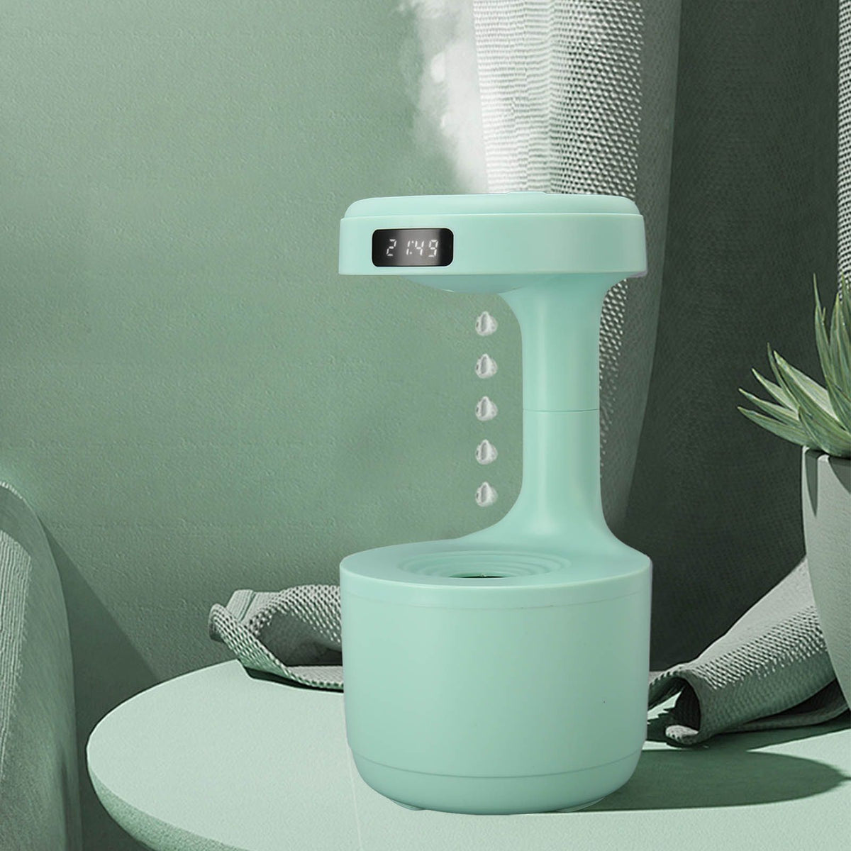 Anti Gravity Humidifier Water Drop Humidifier Quiet Operation Fine Misting Leakage Proof USB Powered Mist Humidifiers Green