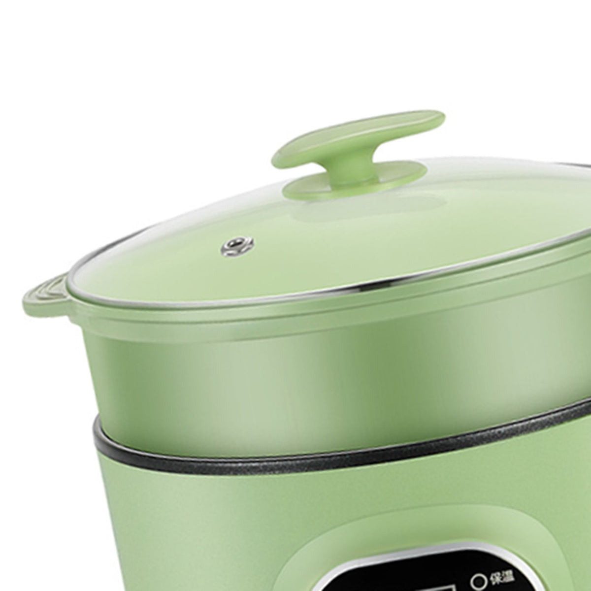 Green Electric Hot Pot with Steam Box Small Power Hot Pot Smart Cooker for Dormitory Kitchen