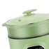 Green Electric Hot Pot with Steam Box Small Power Hot Pot Smart Cooker for Dormitory Kitchen